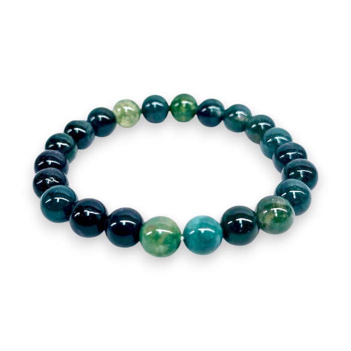 Močne Kristalne Zapestnice – Roževec, Mahovni Ahat, Karneol (8 mm)